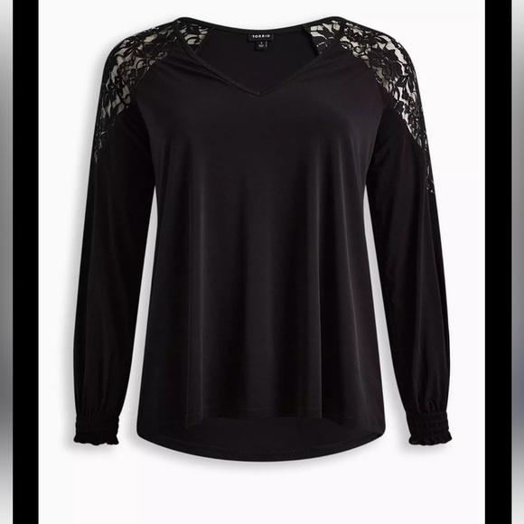New TORRID‎ Studio Knit Lace Shoulder Top Sz 1X - Picture 2 of 7